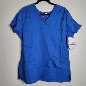 Urbane Medical Scrub Top  2 Pocket Size Large Blue